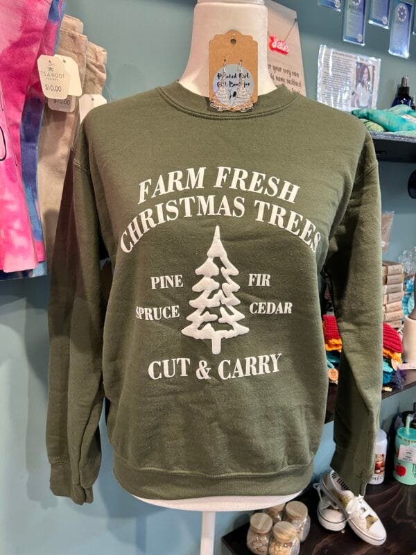 "Farm Fresh Christmas Trees" Puff Vinyl Crewneck Sweatshirt